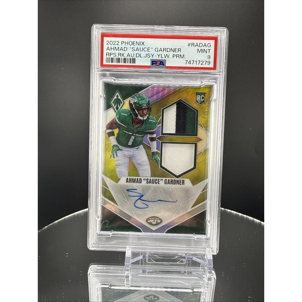 Ahmad "Sauce" Gardner 2022 Phoenix Auto‎ Dual Jersey #RADAG /75 PSA 9 Ylw Prizm